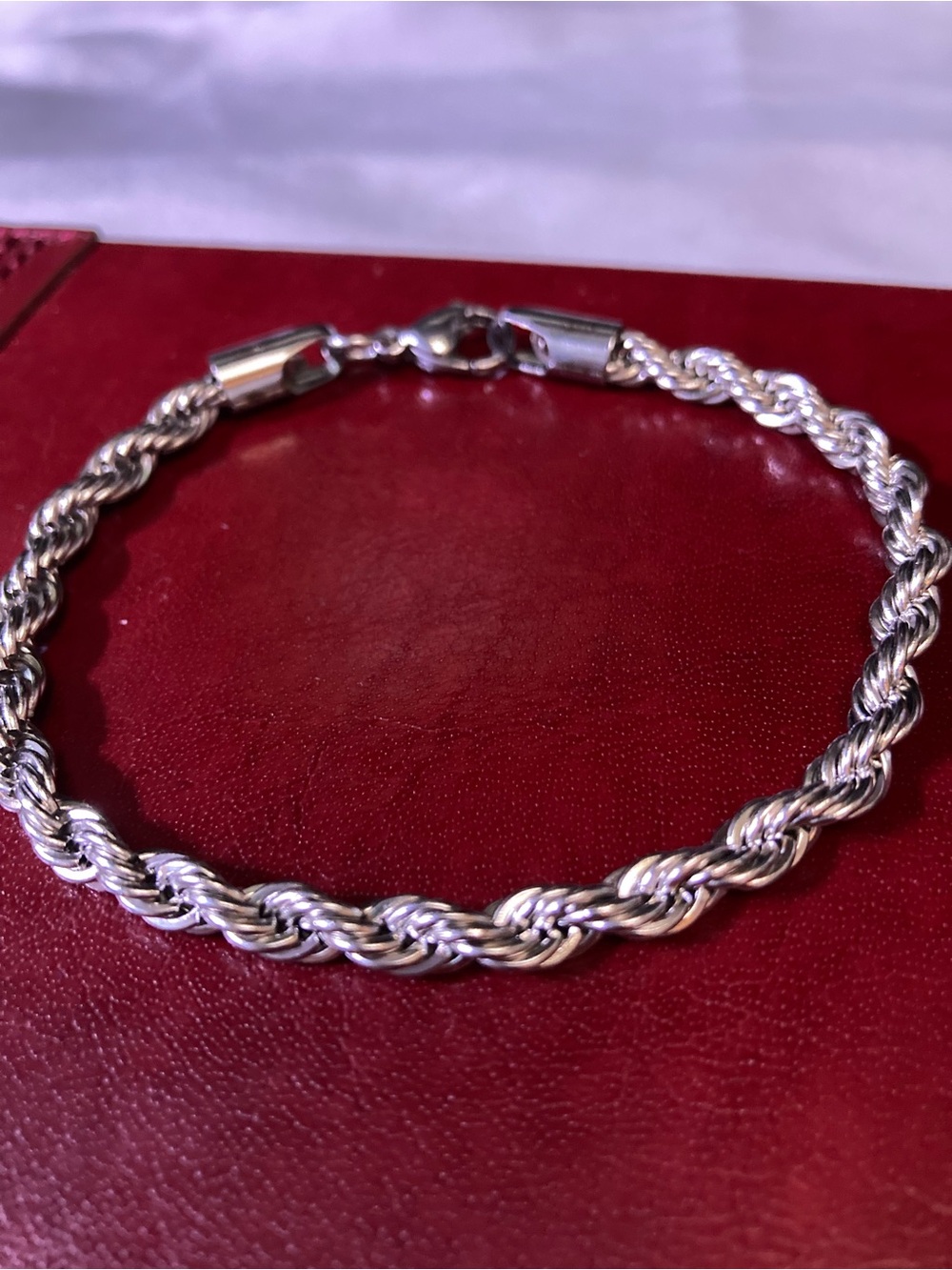 Men's Silver Rope Chain Bracelet - Classic Twisted Link